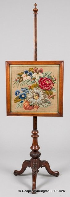Regency Carved Mahogany Pole Screen. Early 19th Century. Regency Carved Mahogany Pole Screen. Early 19th Century.