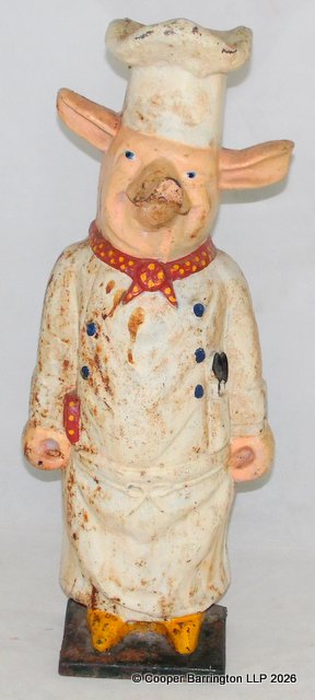 Vintage Cast Iron Butchers Window Display Pig.  Mid 20th Century.  Unrestored condition.  Height 59 cm.